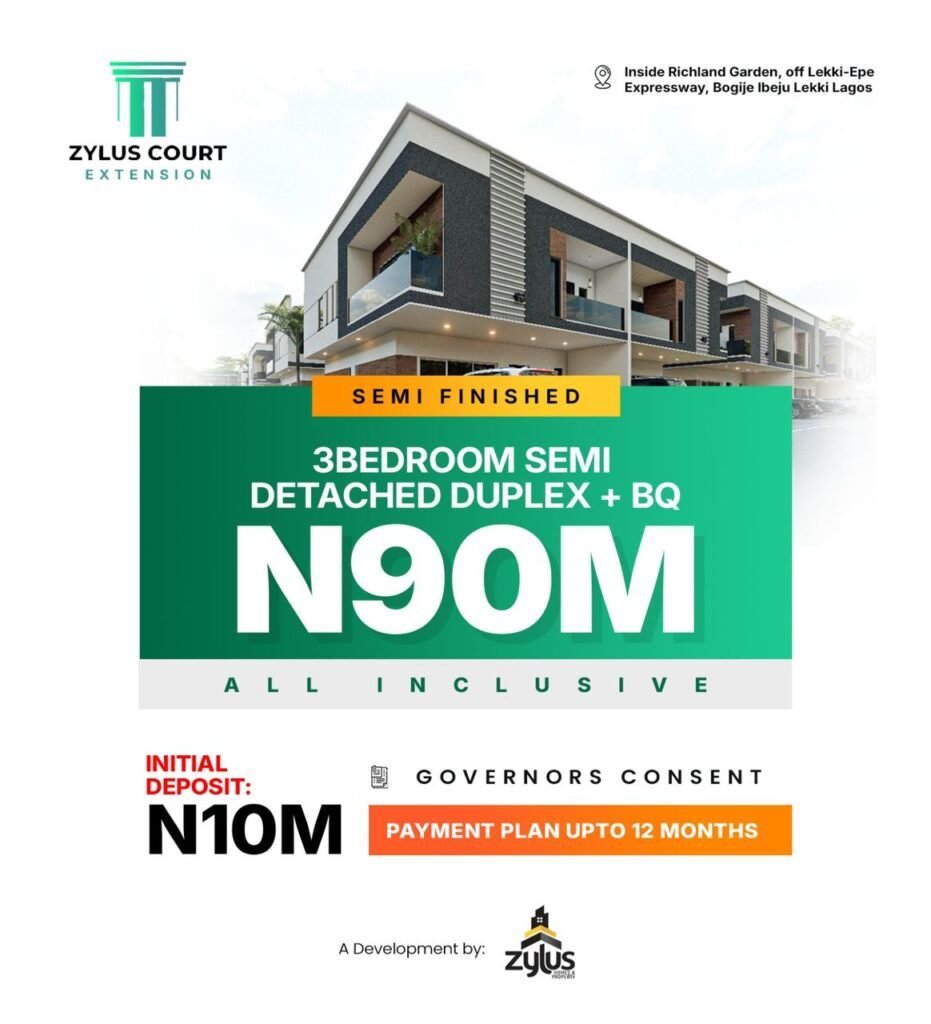 N90 Million – Semi-Finished 3-Bedroom Semi-Detached Duplex with BQ