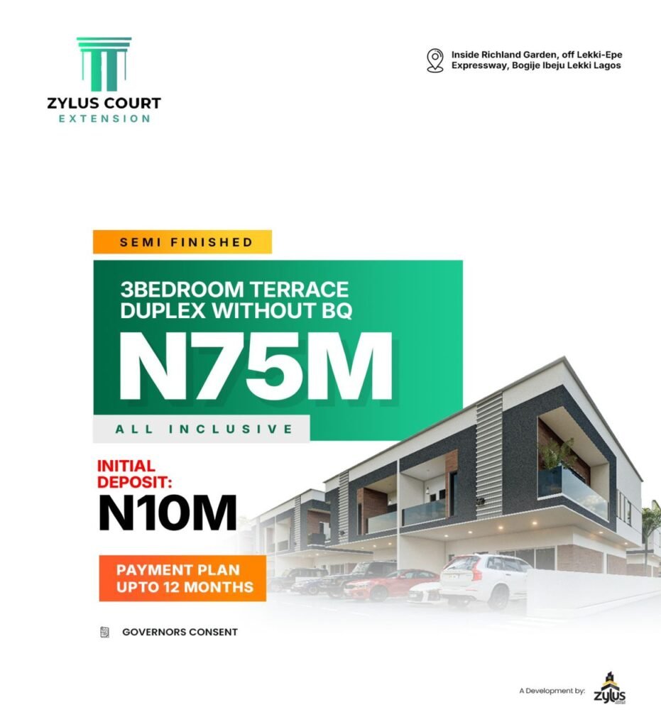 N75 Million – Semi-Finished 3-Bedroom Terrace Duplex Without BQ