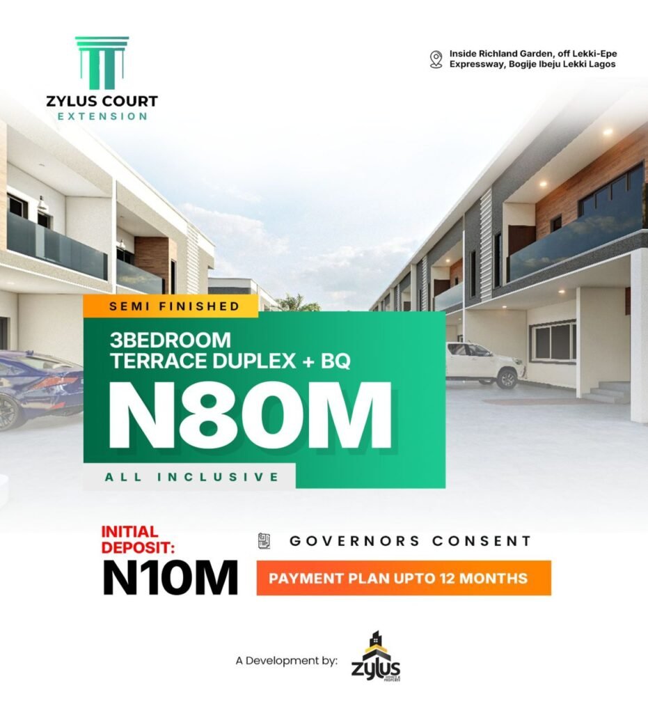 N80 Million – Semi-Finished 3-Bedroom Terrace Duplex with BQ